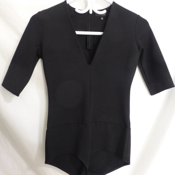 BABATON, xs, black body suit, zip up back, BNWOT
